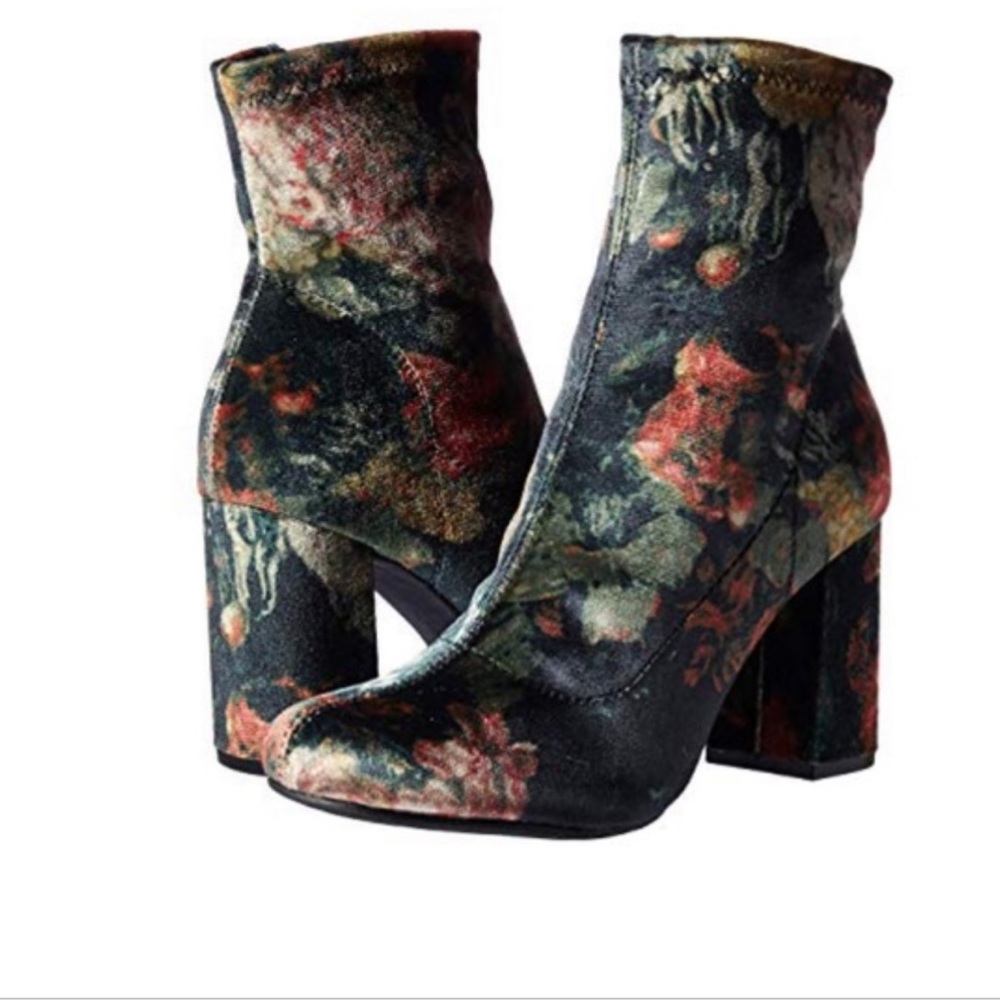 MIA velvet floral pattern booties